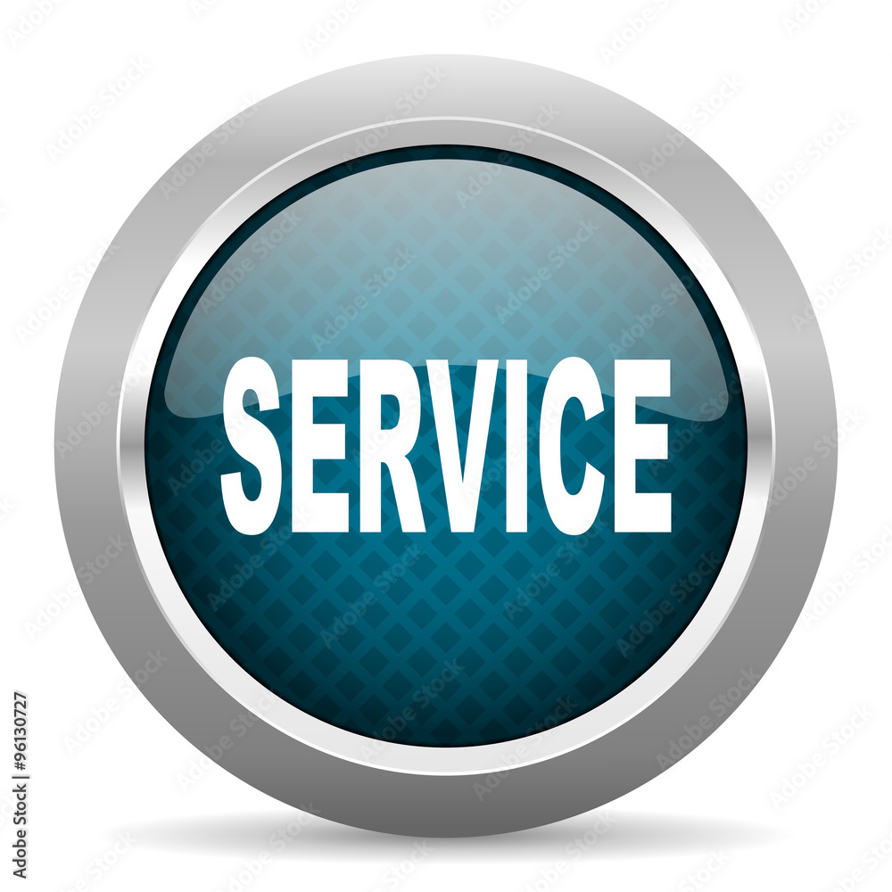service blue silver chrome border icon on white background service blue silver chrome border icon on white background