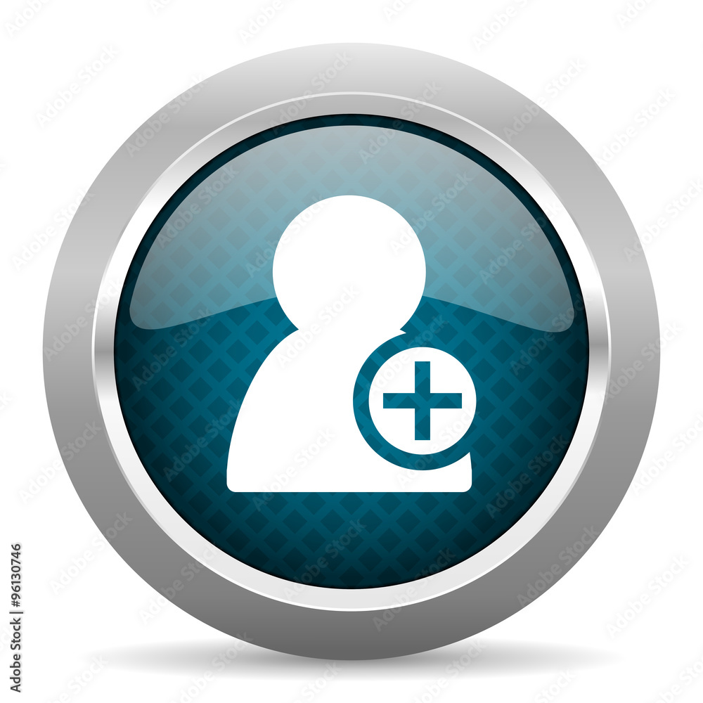 add contact blue silver chrome border icon on white background add contact blue silver chrome border icon on white background