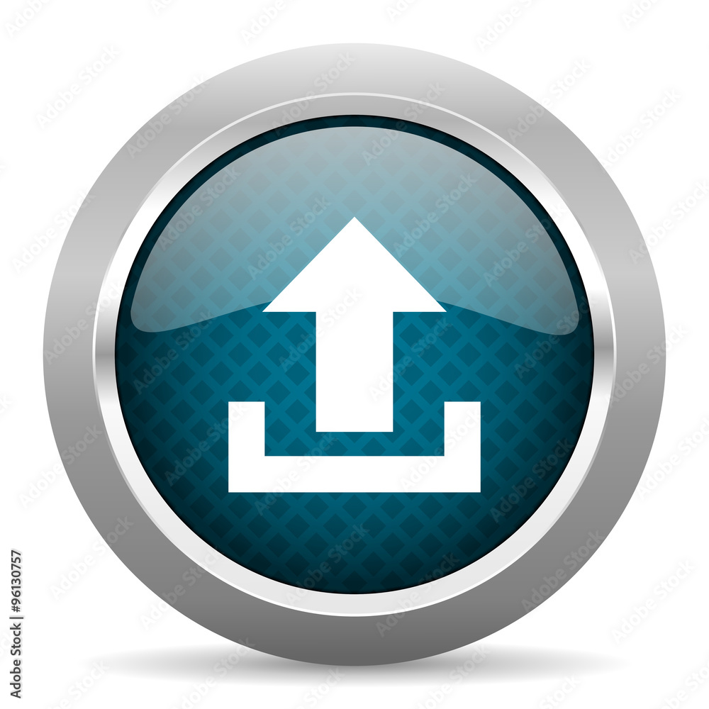 upload blue silver chrome border icon on white background upload blue silver chrome border icon on white background