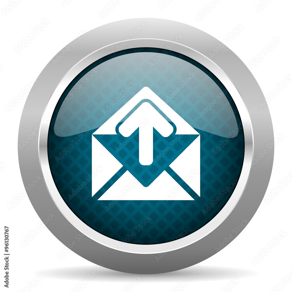 email blue silver chrome border icon on white background email blue silver chrome border icon on white background
