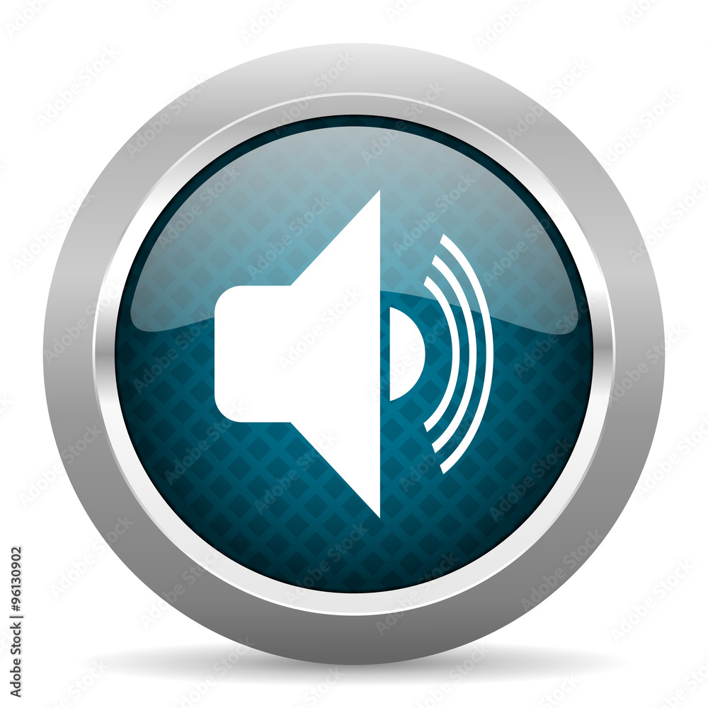 volume blue silver chrome border icon on white background volume blue silver chrome border icon on white background