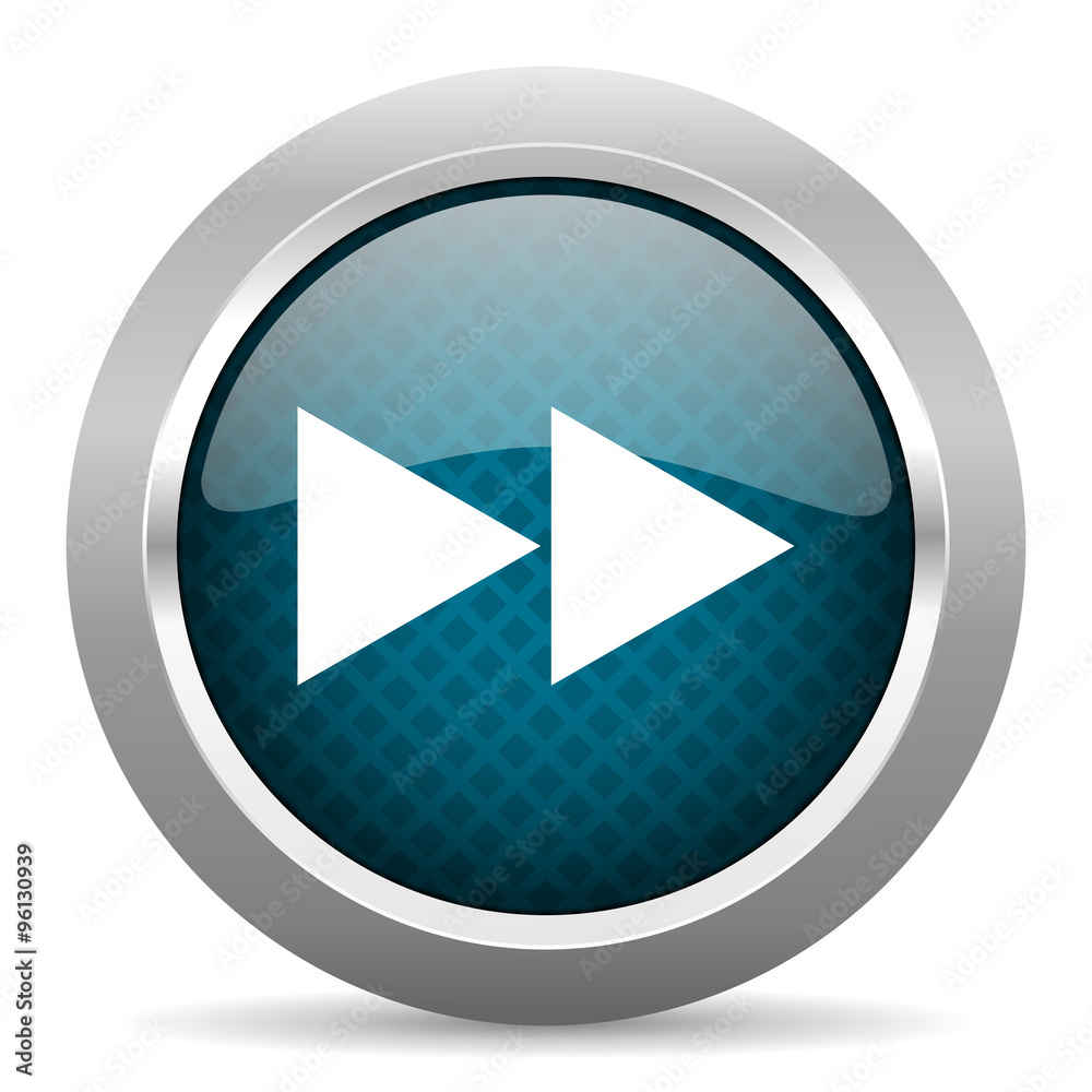 rewind blue silver chrome border icon on white background rewind blue silver chrome border icon on white background