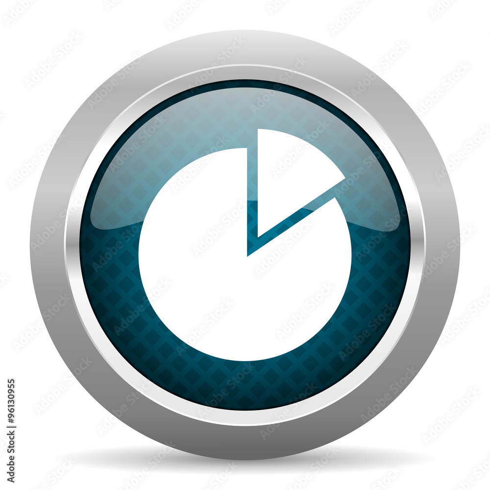 chart blue silver chrome border icon on white background chart blue silver chrome border icon on white background
