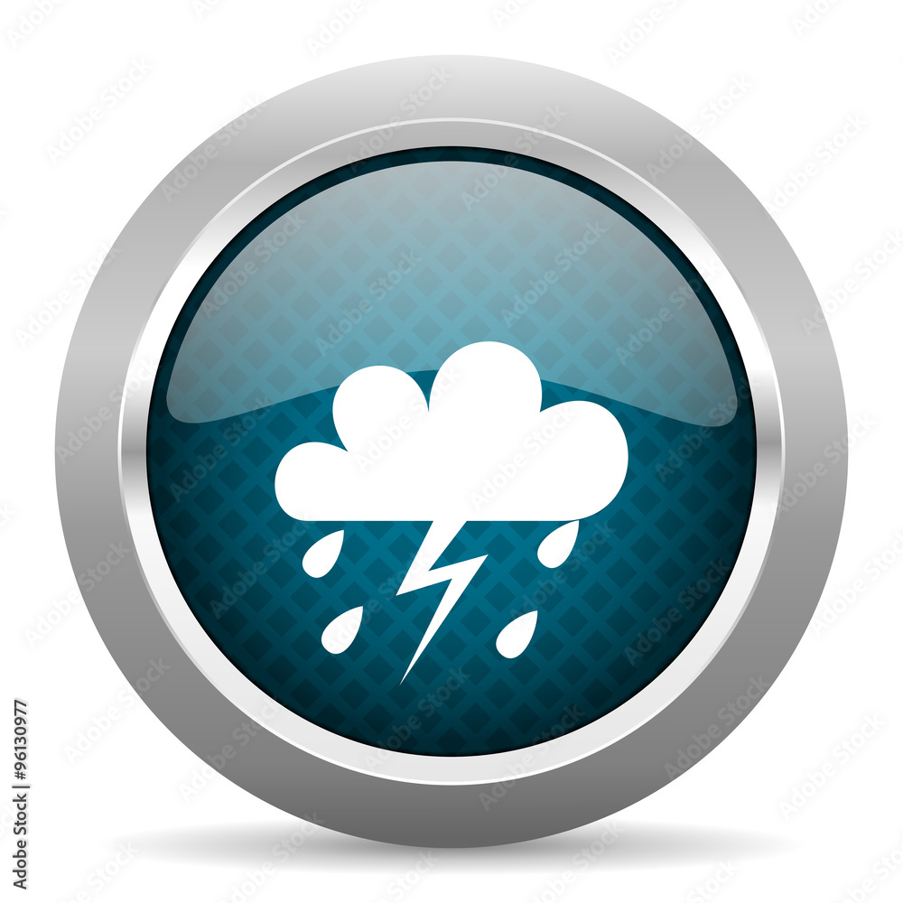 storm blue silver chrome border icon on white background storm blue silver chrome border icon on white background