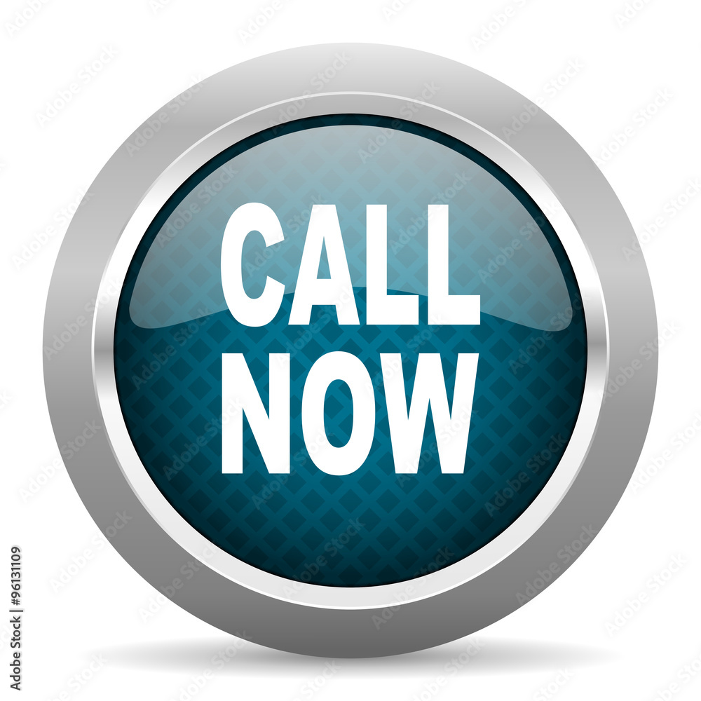call now blue silver chrome border icon on white background call now blue silver chrome border icon on white background