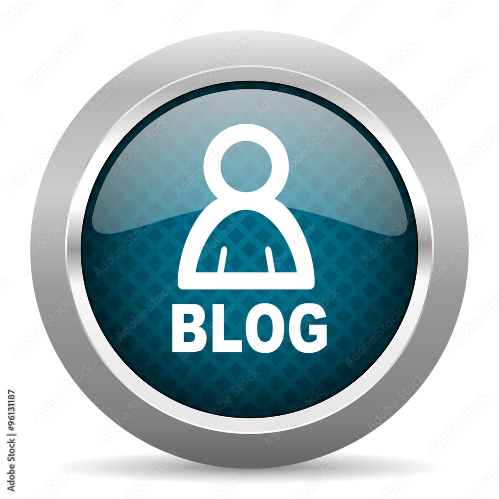 blog blue silver chrome border icon on white background blog blue silver chrome border icon on white background
