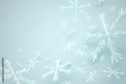 White mint snowflake abstract winter background