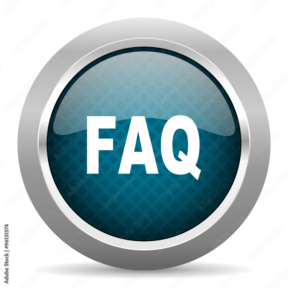 faq blue silver chrome border icon on white background faq blue silver chrome border icon on white background