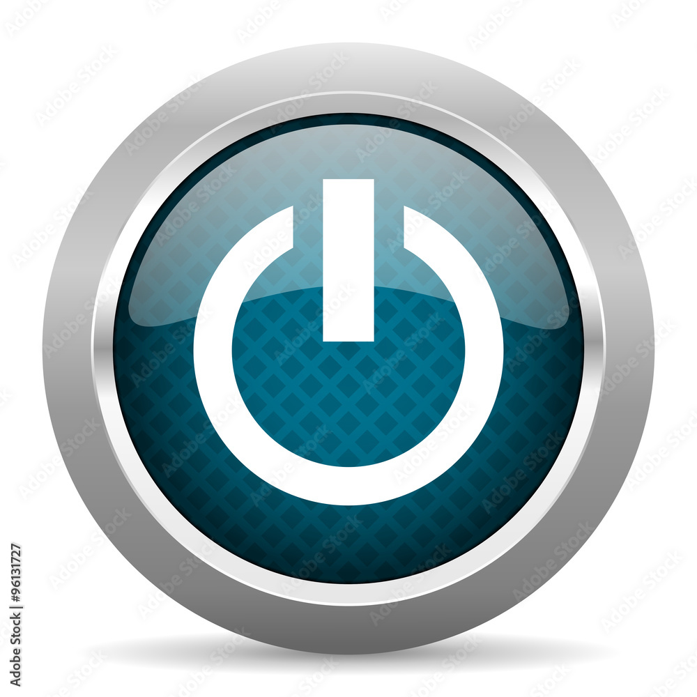 power blue silver chrome border icon on white background power blue silver chrome border icon on white background