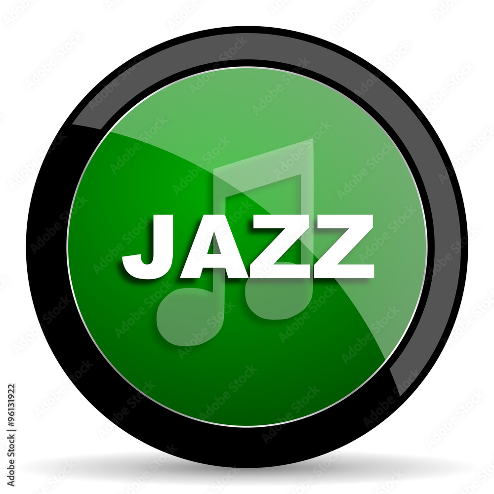 jazz music green web glossy icon with shadow on white background jazz music green web glossy icon with shadow on white background