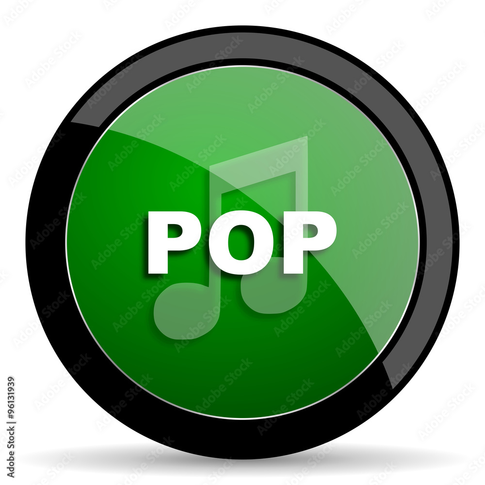 pop music green web glossy icon with shadow on white background pop music green web glossy icon with shadow on white background