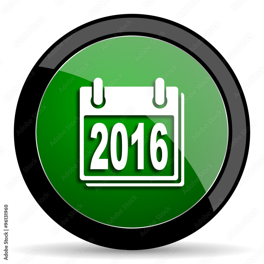 new year 2016 green web glossy icon with shadow on white background new year 2016 green web glossy icon with shadow on white background