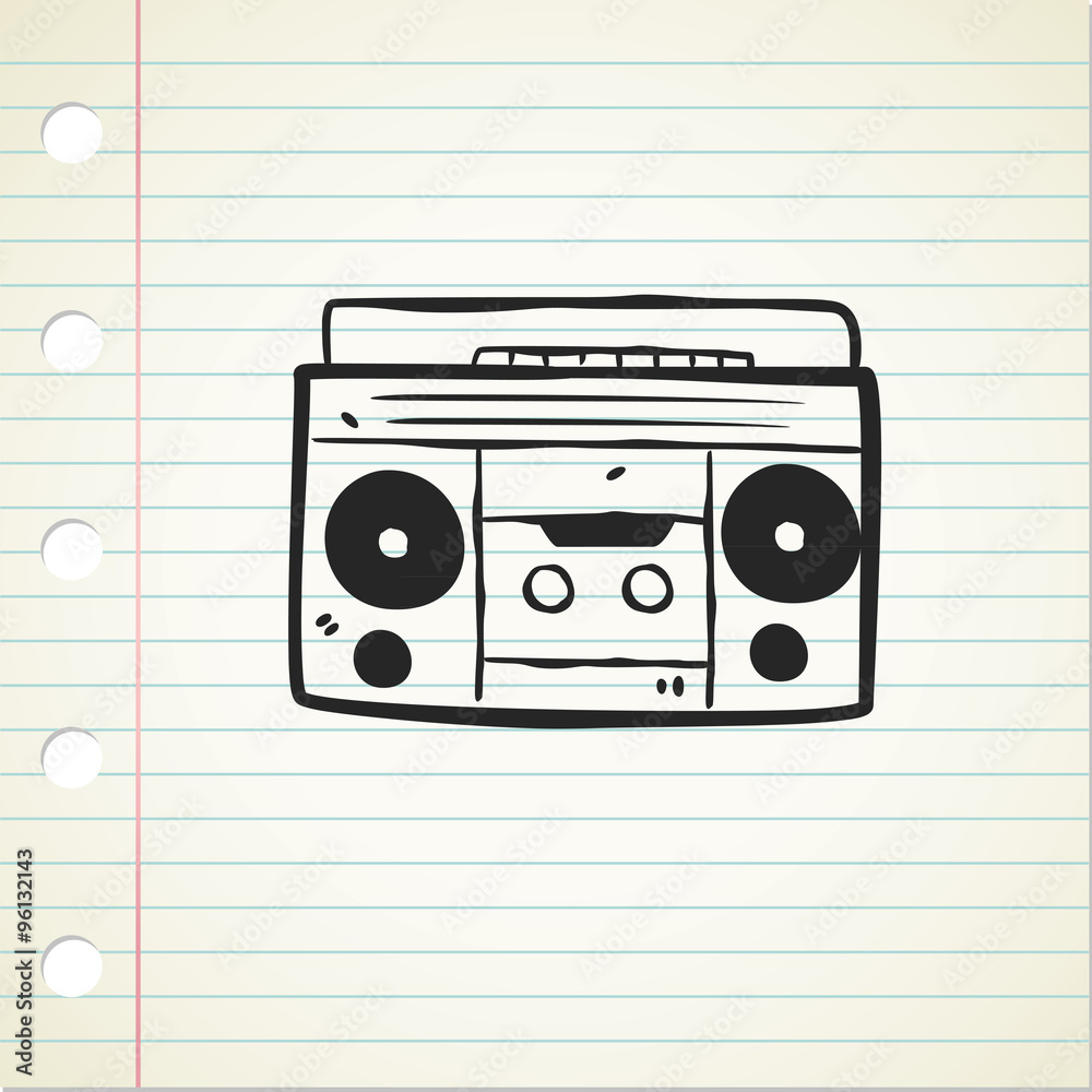Fototapeta premium hand drawn retro boombox
