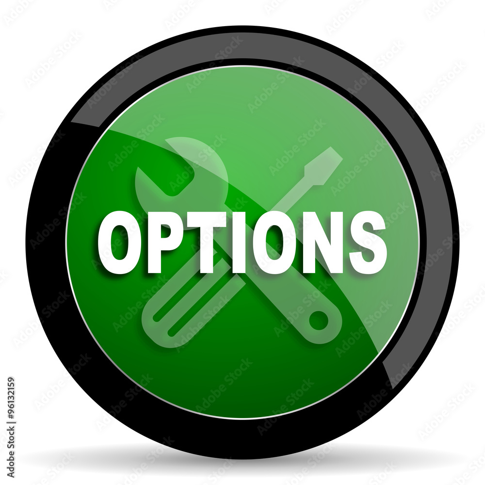 options green web glossy icon with shadow on white background options green web glossy icon with shadow on white background