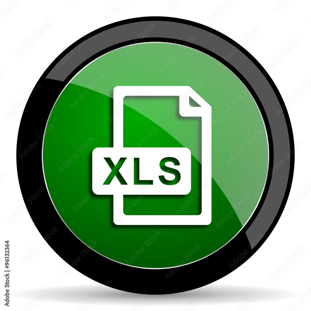 xls file green web glossy icon with shadow on white background xls file green web glossy icon with shadow on white background