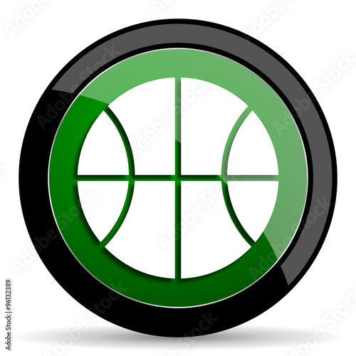 ball green web glossy icon with shadow on white background