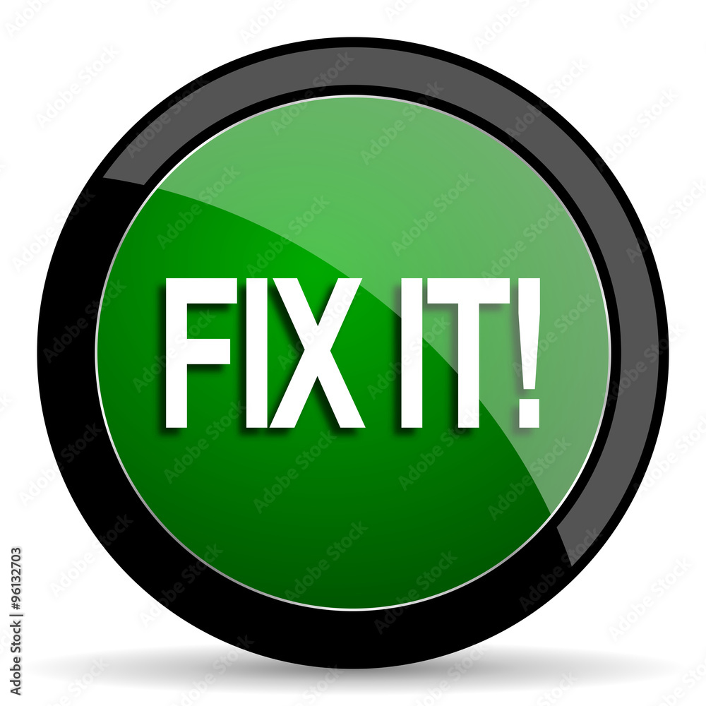 fix it green web glossy icon with shadow on white background fix it green web glossy icon with shadow on white background