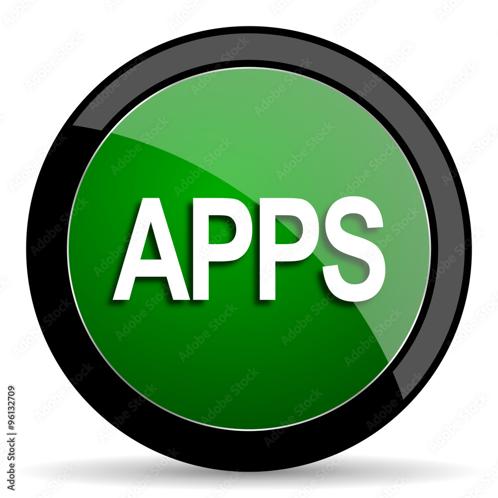 apps green web glossy icon with shadow on white background apps green web glossy icon with shadow on white background