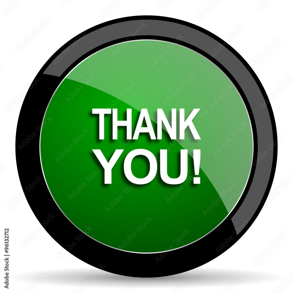 thank you green web glossy icon with shadow on white background thank you green web glossy icon with shadow on white background