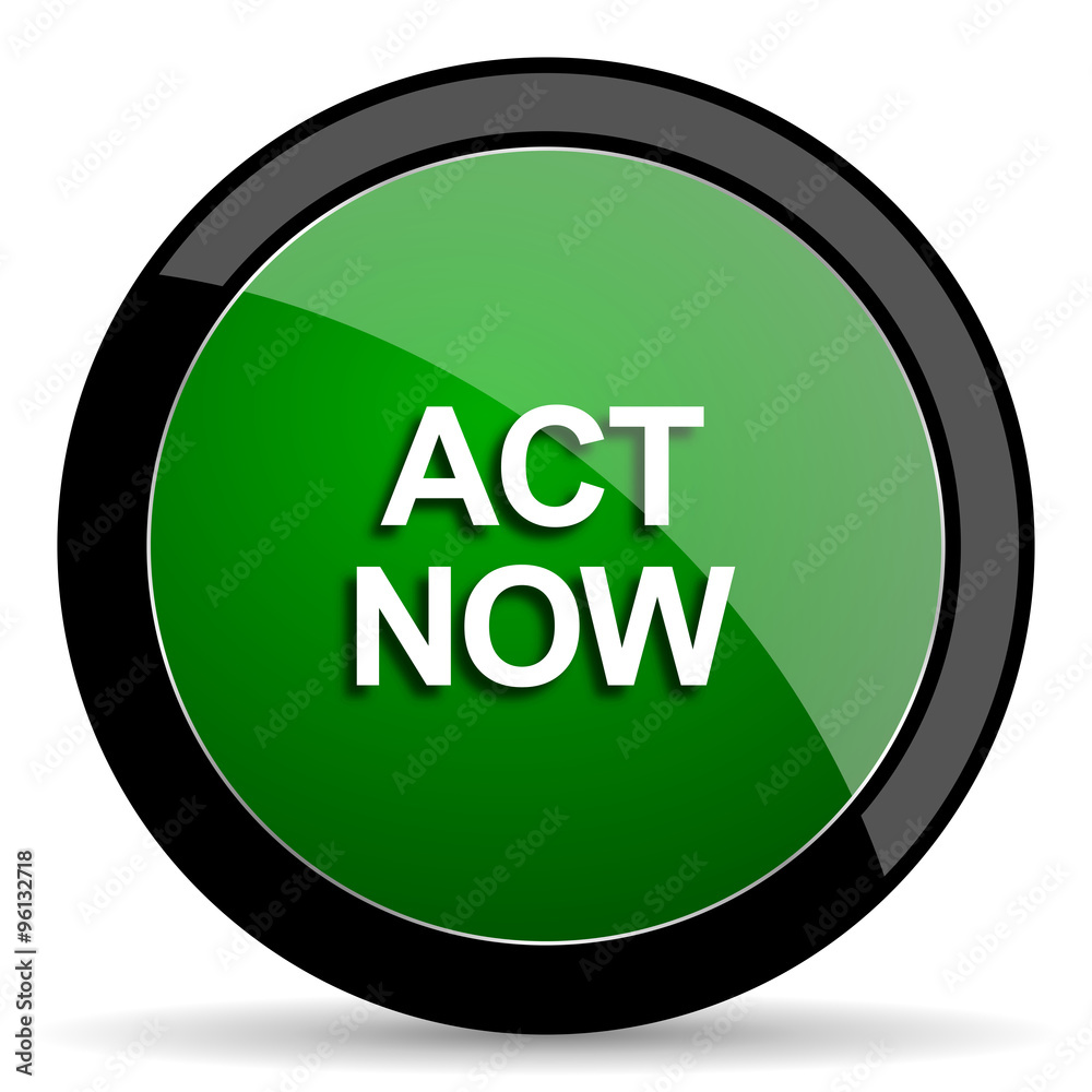 act now green web glossy icon with shadow on white background act now green web glossy icon with shadow on white background