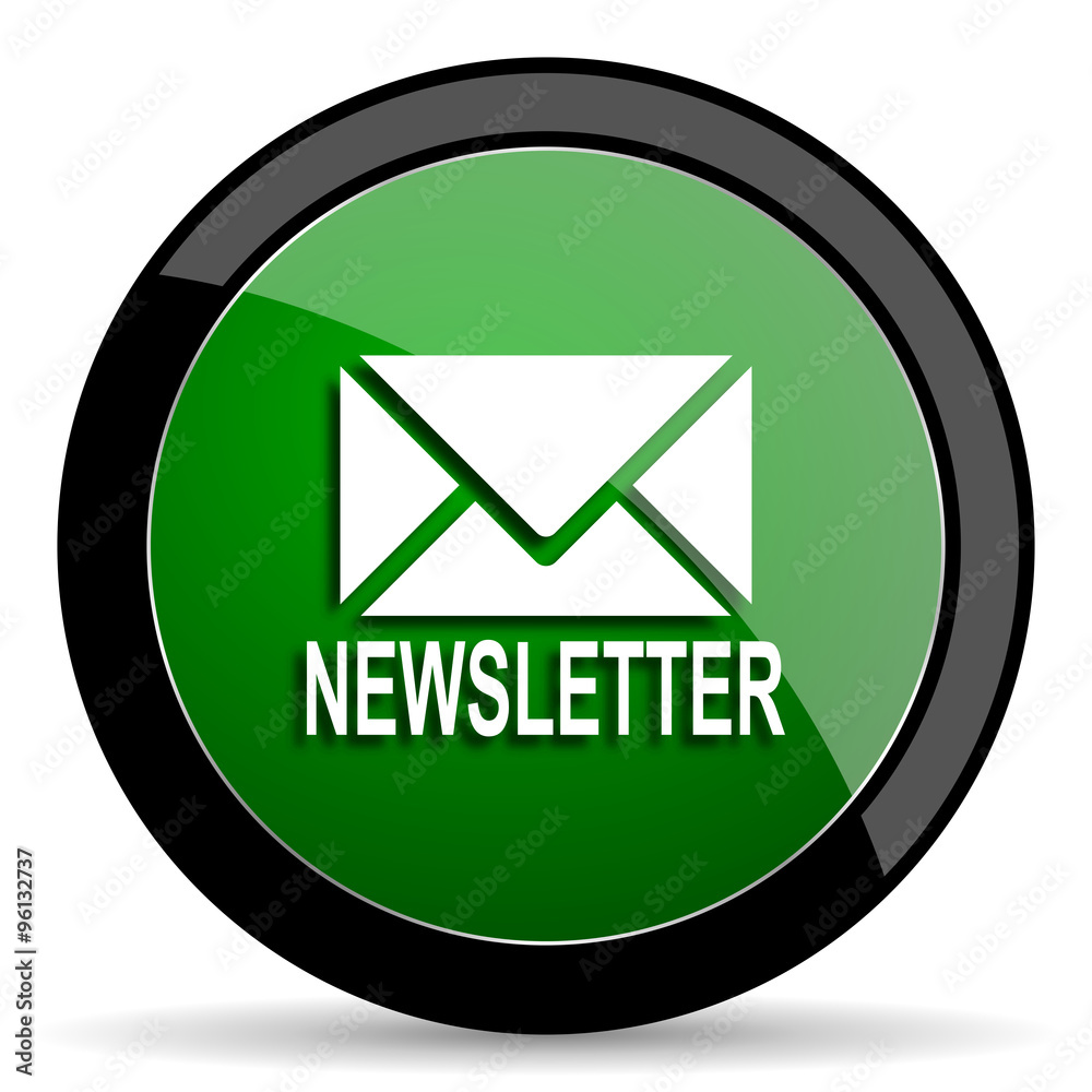 newsletter green web glossy icon with shadow on white background newsletter green web glossy icon with shadow on white background
