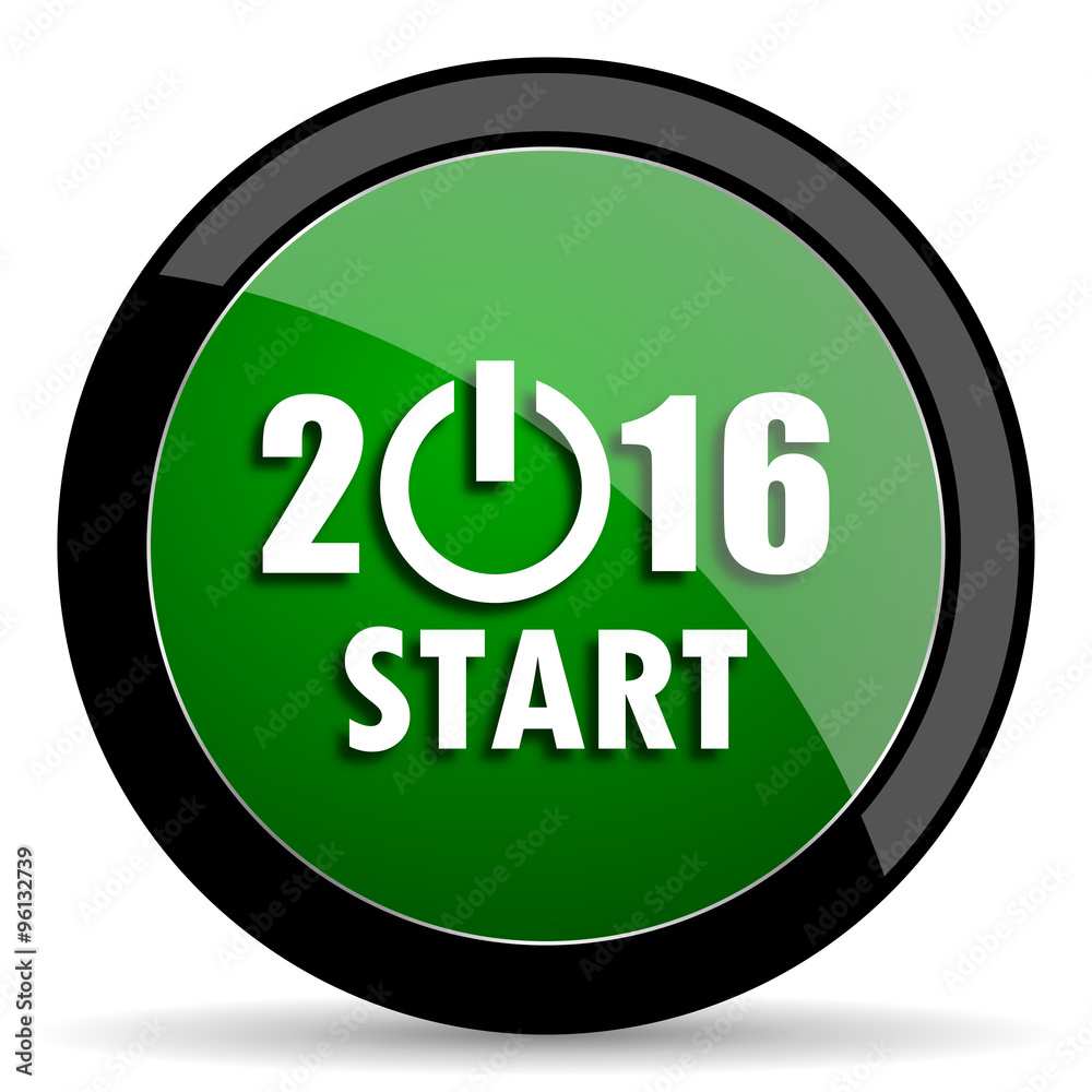 year 2016 green web glossy icon with shadow on white background year 2016 green web glossy icon with shadow on white background