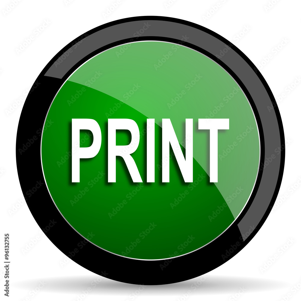 print green web glossy icon with shadow on white background print green web glossy icon with shadow on white background