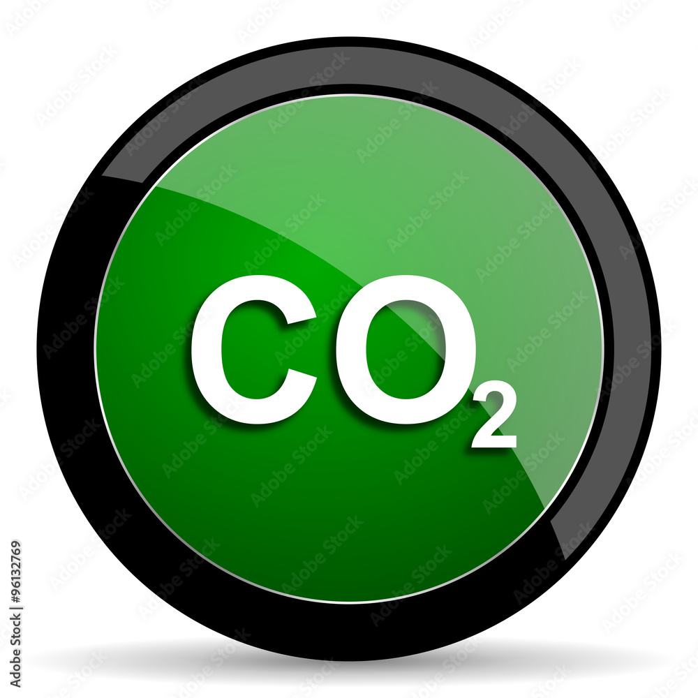 carbon dioxide green web glossy icon with shadow on white background carbon dioxide green web glossy icon with shadow on white background