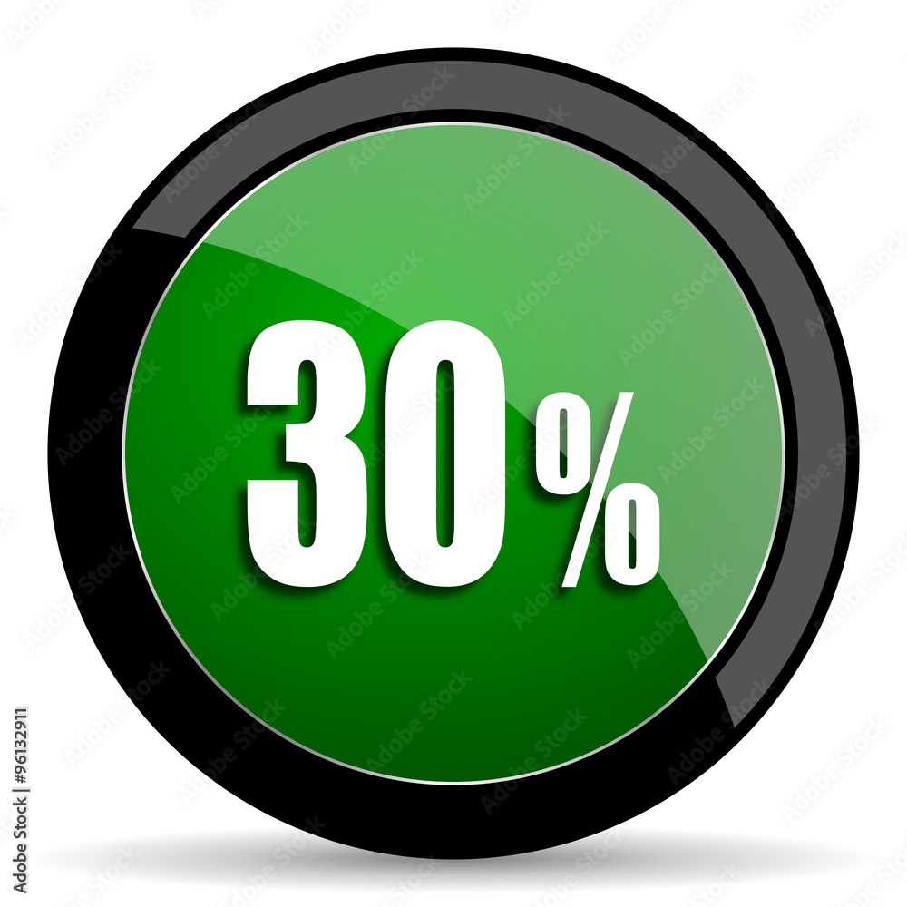 30 percent green web glossy icon with shadow on white background 30 percent green web glossy icon with shadow on white background