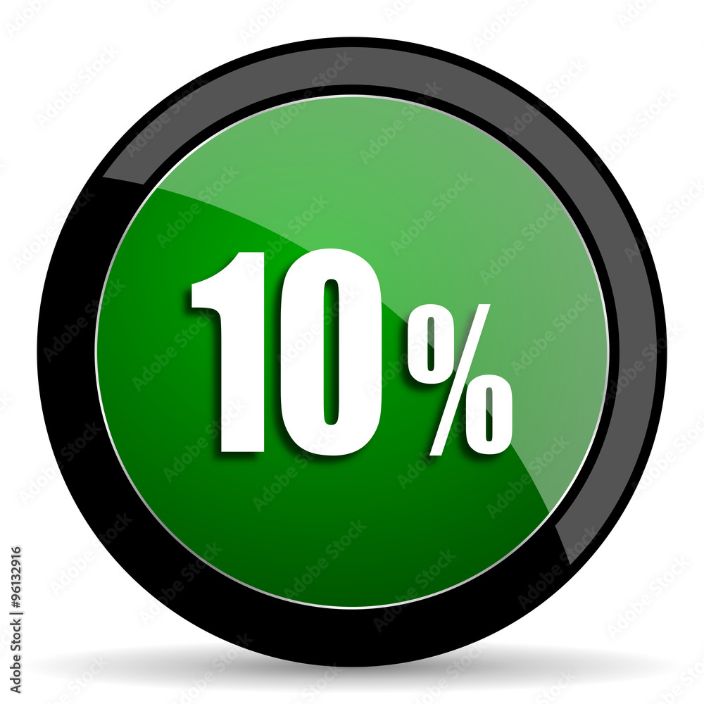 10 percent green web glossy icon with shadow on white background 10 percent green web glossy icon with shadow on white background