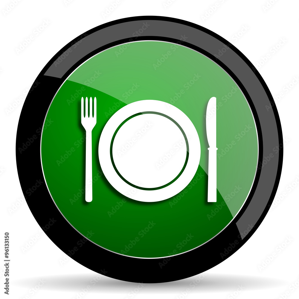 restaurant green web glossy icon with shadow on white background restaurant green web glossy icon with shadow on white background