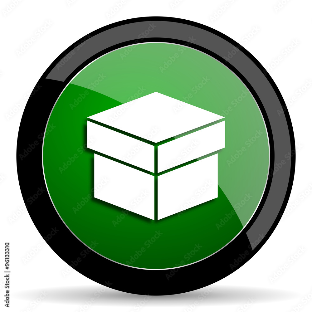 box green web glossy icon with shadow on white background box green web glossy icon with shadow on white background