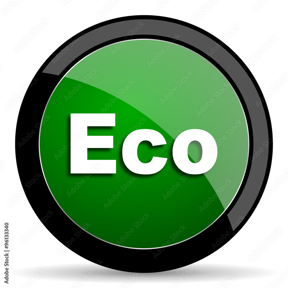 eco green web glossy icon with shadow on white background eco green web glossy icon with shadow on white background