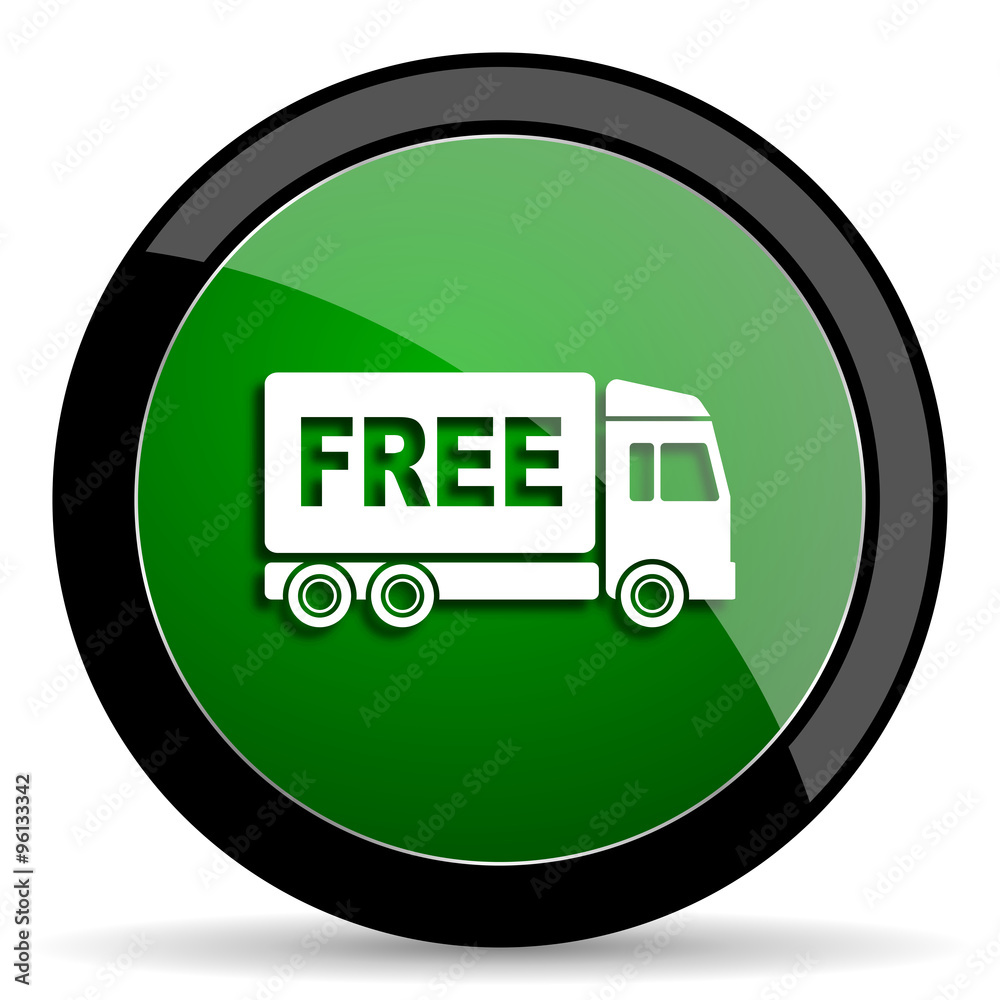 free delivery green web glossy icon with shadow on white background free delivery green web glossy icon with shadow on white background
