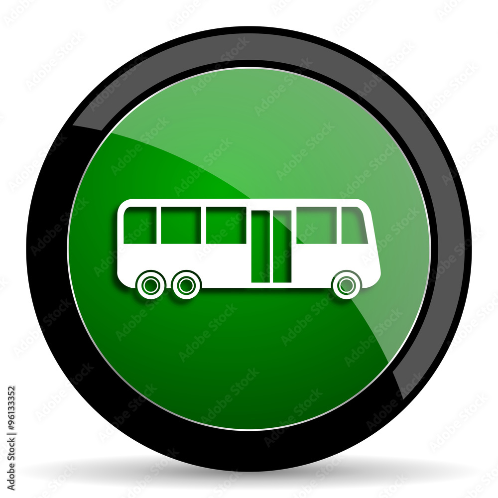 bus green web glossy icon with shadow on white background bus green web glossy icon with shadow on white background