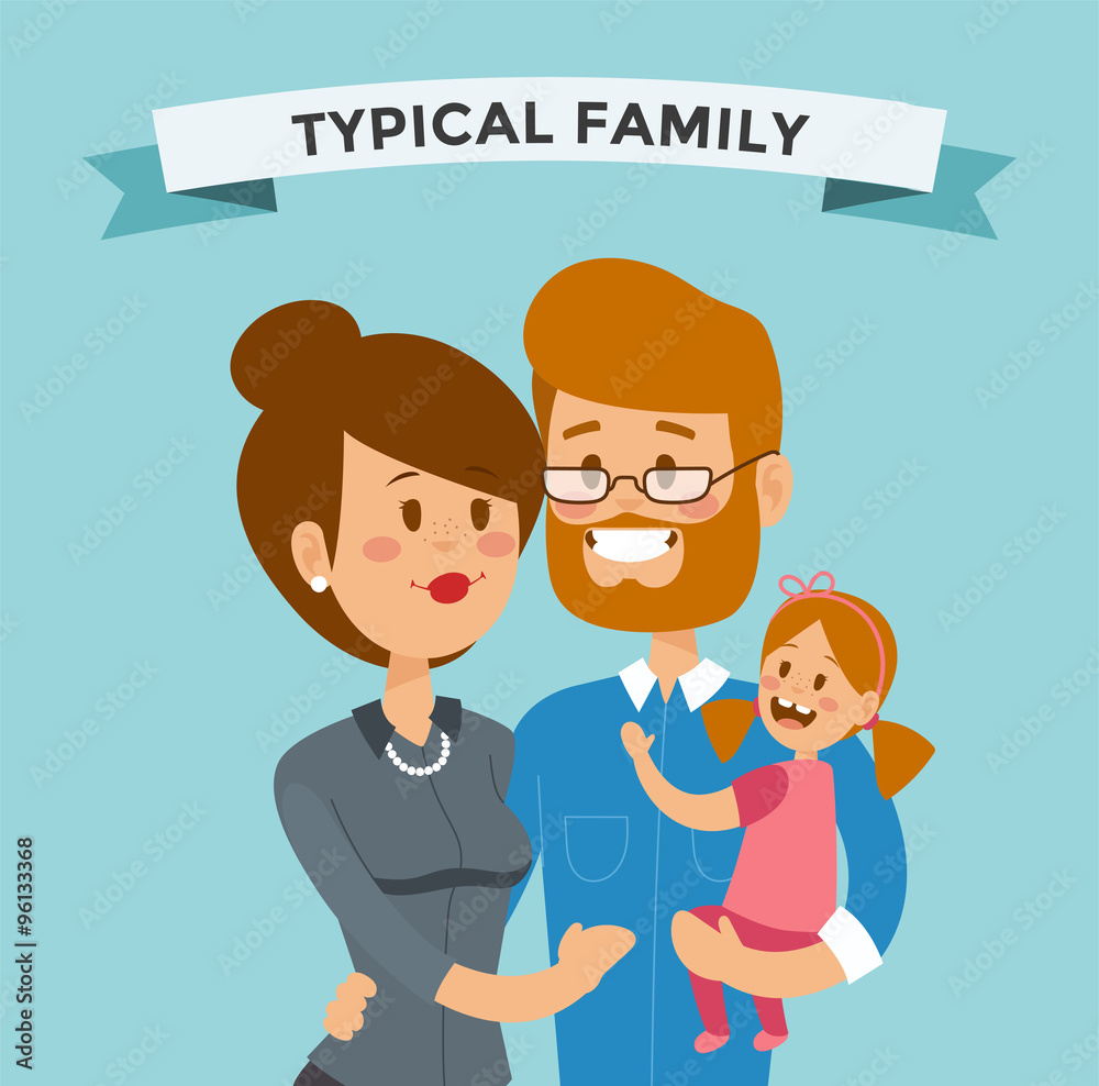Small girl, woman and man happy family couple Small girl, woman and man happy family couple