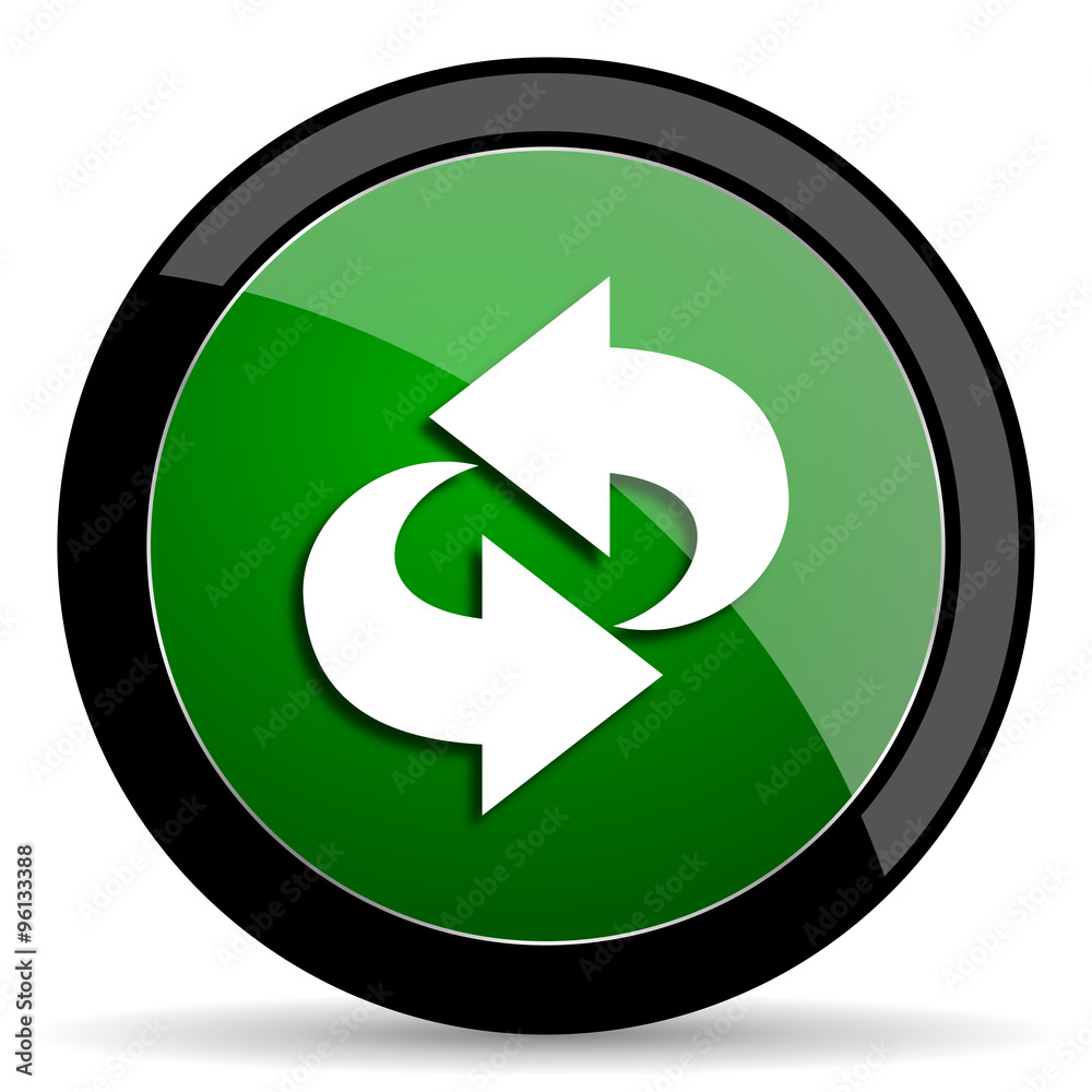 rotation green web glossy icon with shadow on white background rotation green web glossy icon with shadow on white background