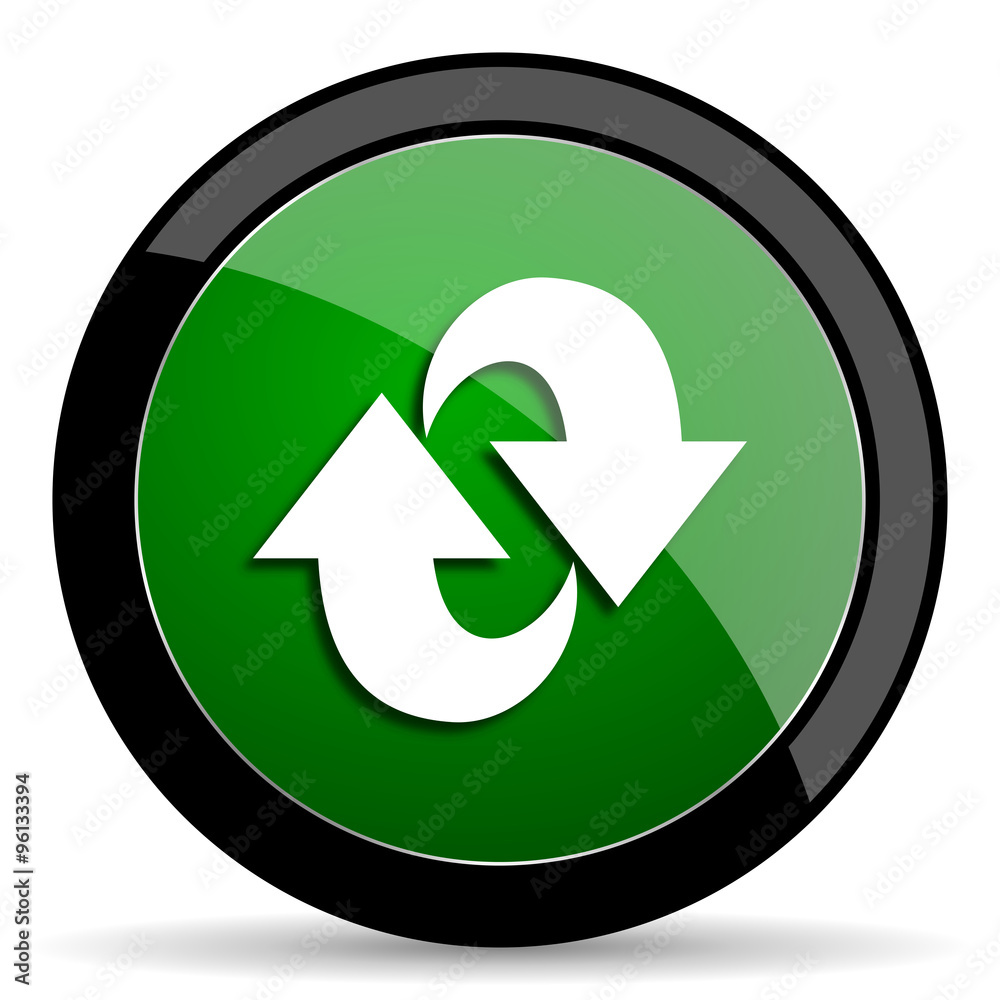 rotation green web glossy icon with shadow on white background rotation green web glossy icon with shadow on white background