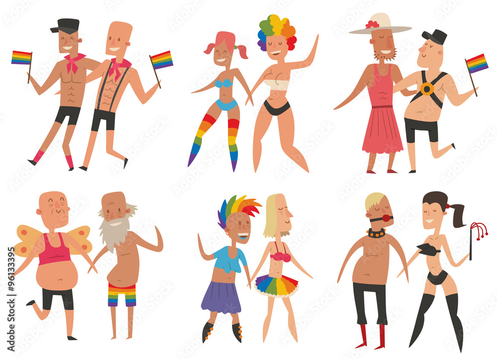Homosexual gay and lesbian people vector set