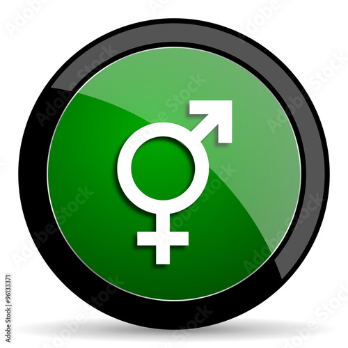 sex green web glossy icon with shadow on white background