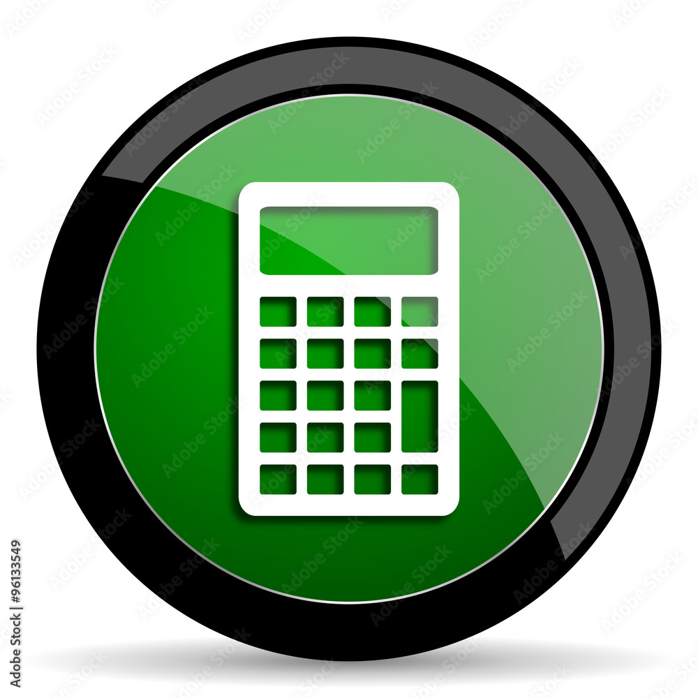 calculator green web glossy icon with shadow on white background calculator green web glossy icon with shadow on white background