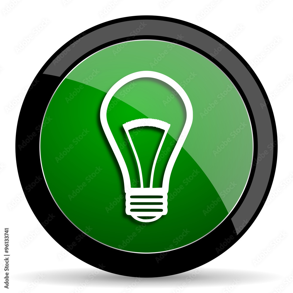 bulb green web glossy icon with shadow on white background bulb green web glossy icon with shadow on white background