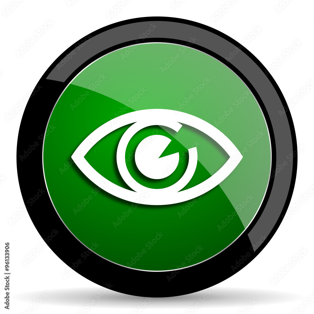 eye green web glossy icon with shadow on white background eye green web glossy icon with shadow on white background