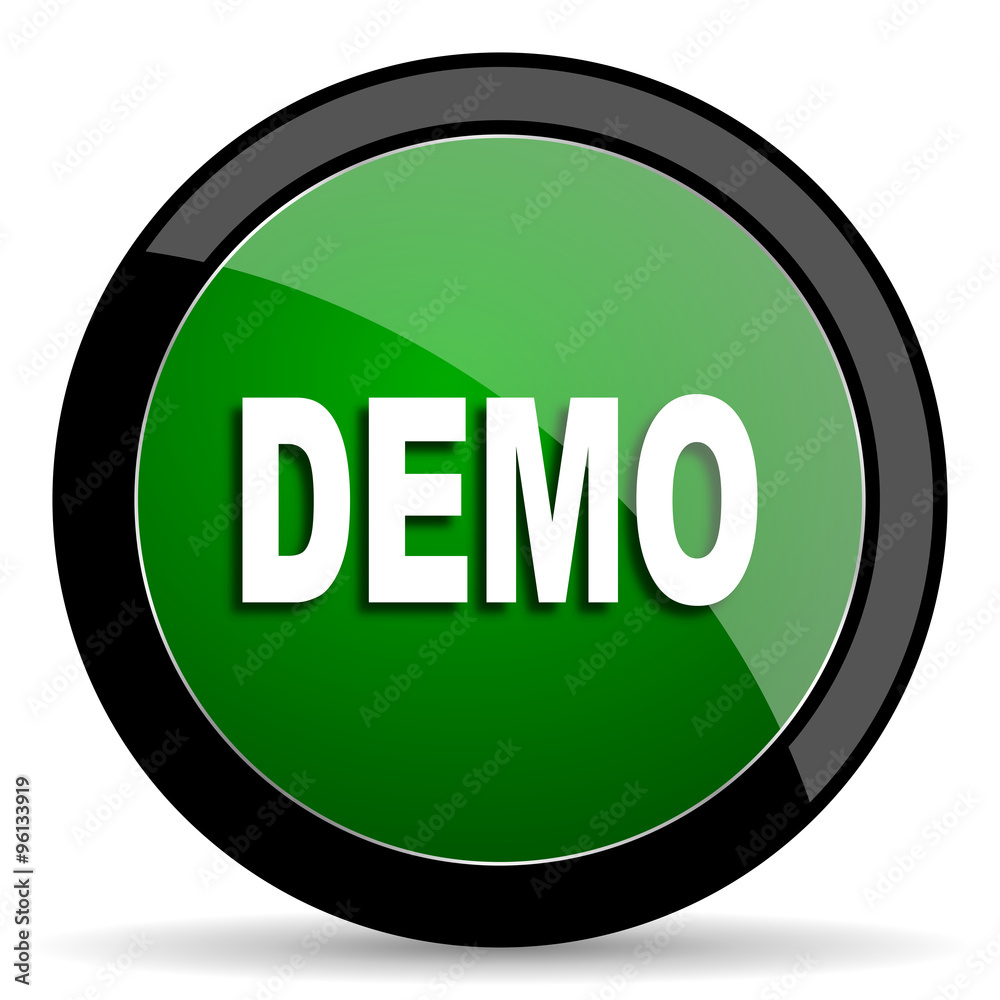 demo green web glossy icon with shadow on white background demo green web glossy icon with shadow on white background