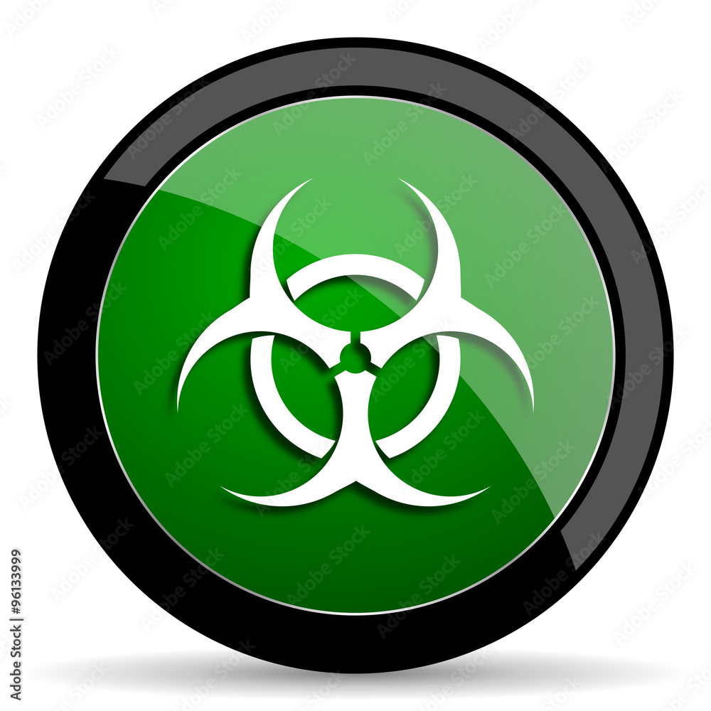 biohazard green web glossy icon with shadow on white background biohazard green web glossy icon with shadow on white background