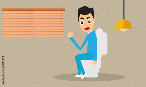 man sitting on the toilet