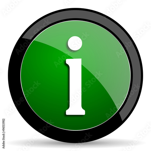 information green web glossy icon with shadow on white background