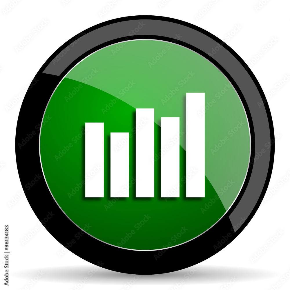 graph green web glossy icon with shadow on white background graph green web glossy icon with shadow on white background