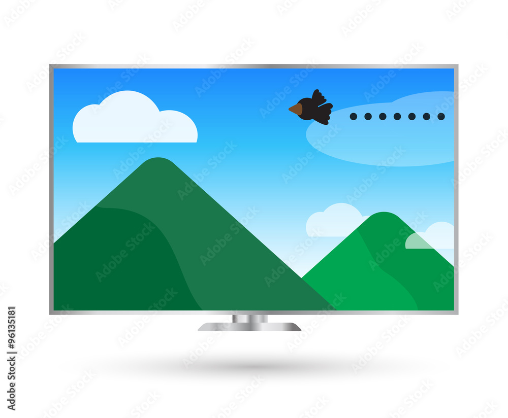 Fototapeta premium Vector illustrator, Television cartoon cute landscape view.