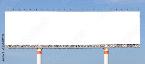 The grand blank billboard ready for new advertisement with blue photo